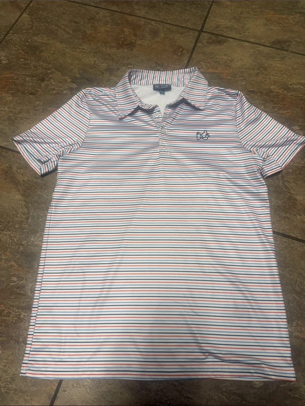 Proquip Boys' White Multi-Stripe Polo Shirt